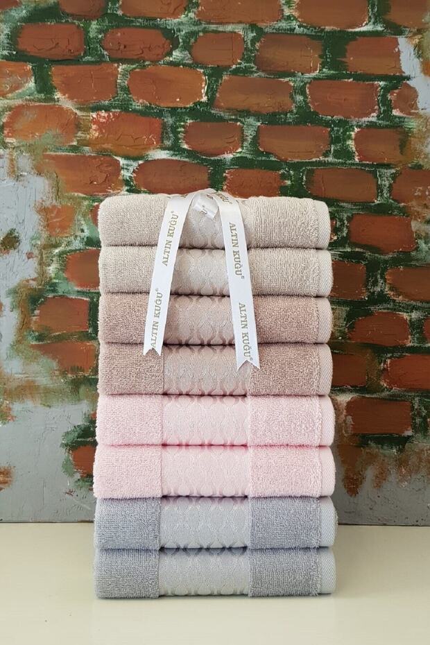 Elissa 8'li Havlu - Gri Pembe Taş Bej - 1