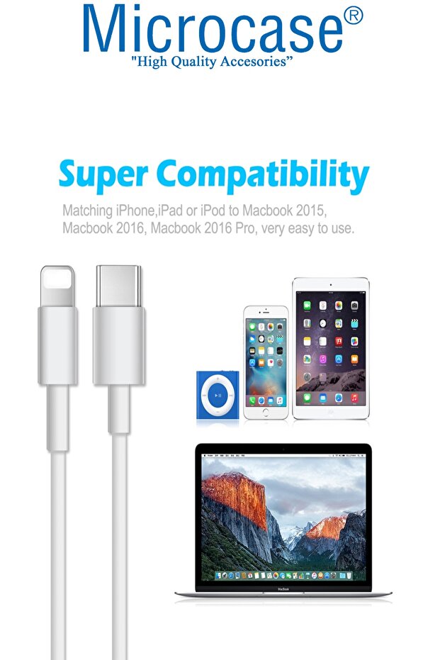 Type C To Lightning Iphone Şarj Data Kablosu - Beyaz - 4