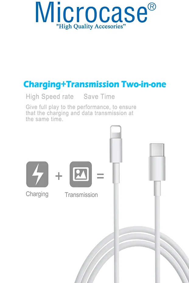 Type C To Lightning Iphone Şarj Data Kablosu - Beyaz - 7