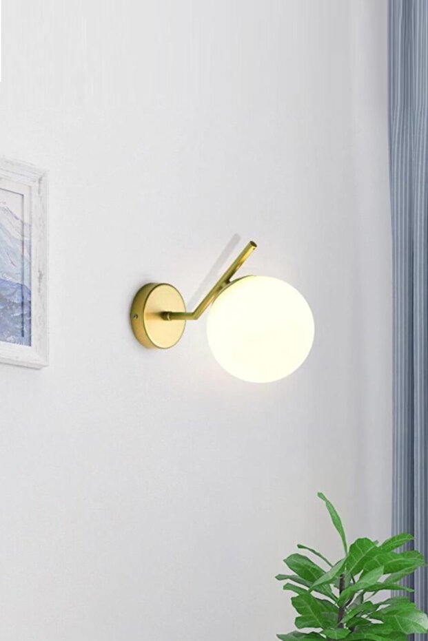 Kama Matte Gold Case White Closed Opal Glass Sconce
