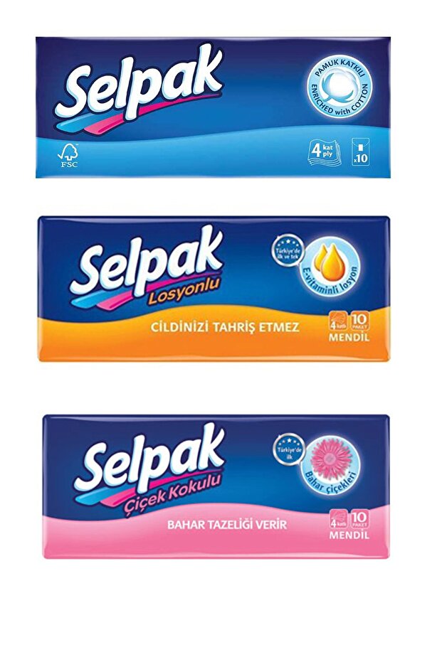 Mendil 3 'lü Set (KLASİK-LOSYON-PARFÜM)1*3 (30 ADET 1'LU MENDİL) - 1