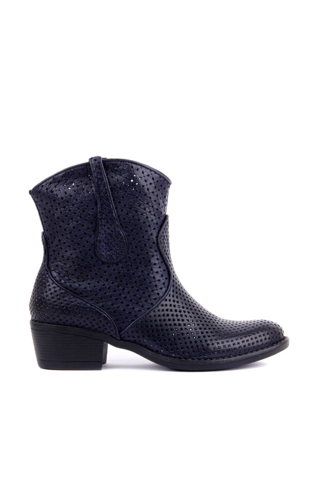 - Genuine Leather Navy Blue Women's Boots 105-2596-Venus