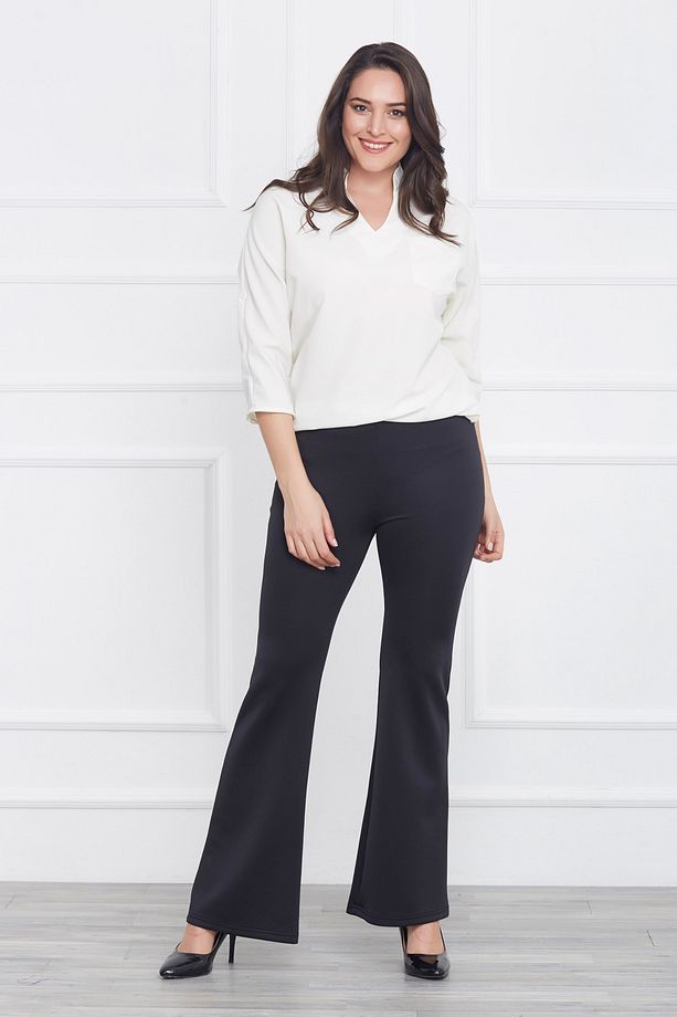 Kadın Siyah Yarım İspanyol Paça Pantolon 17LB9076 - 3