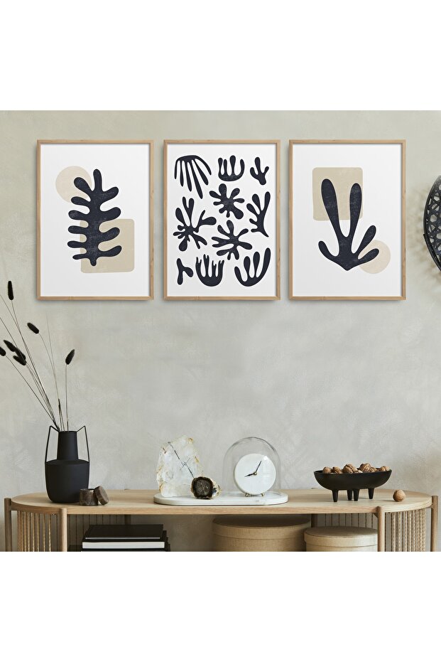 Natural Wooden Framed 3-Piece Painting Set Hpn074