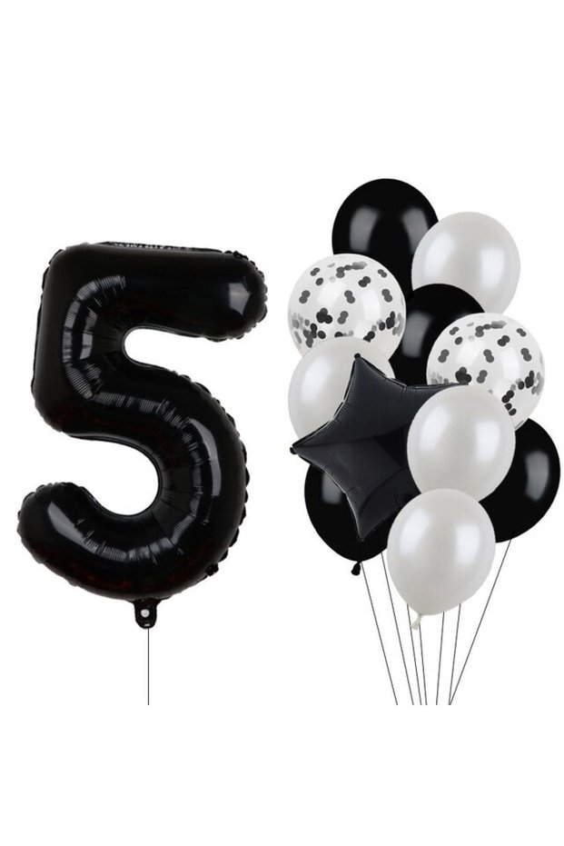 Best Black Number Foil and Latex Balloon Set Age 5