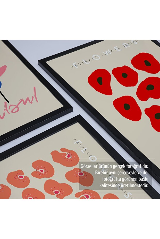 Siyah Lamine Çerçeveli 3'lü Tablo Seti Hpn092 - 2