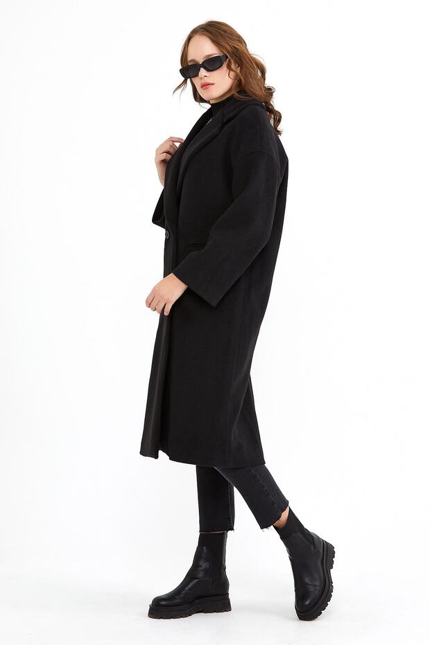 Kadın Oversize Siyah Kaban - 4