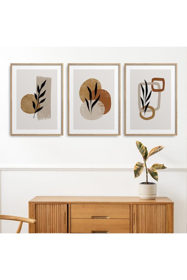 Natural Wooden Framed 3-Piece Painting Set Hpn108