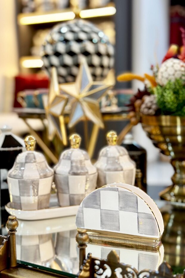 Damalı Gri Peçetelik - 2