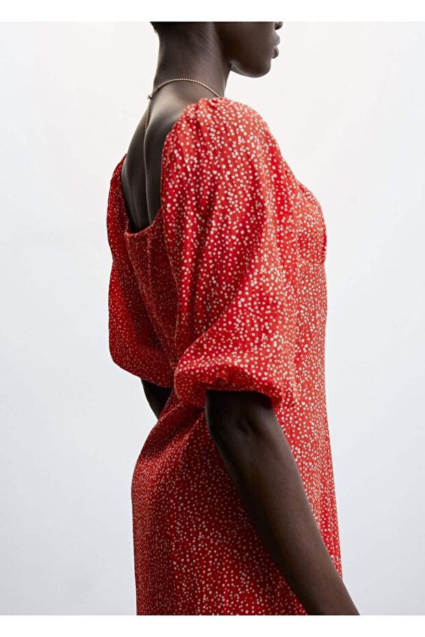 Balon Kollu Midi Boy Elbise - 6