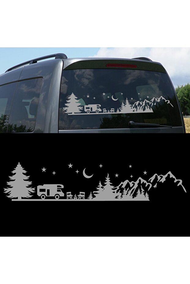 60 X 17 Cm Camping Forest Scenery Caravan Sticker, Camping Sticker