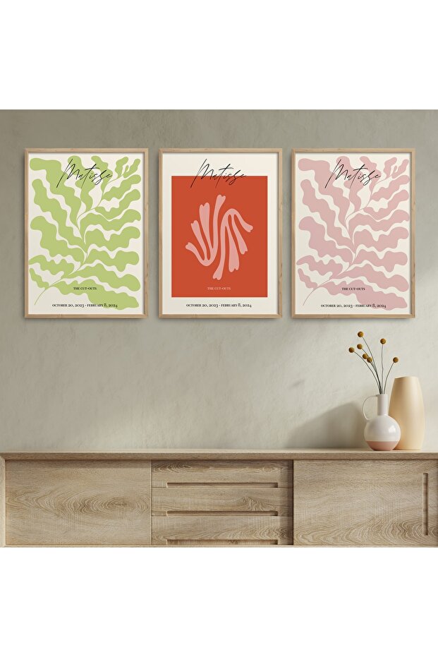 Natural Wooden Framed 3-Piece Painting Set Hpn118