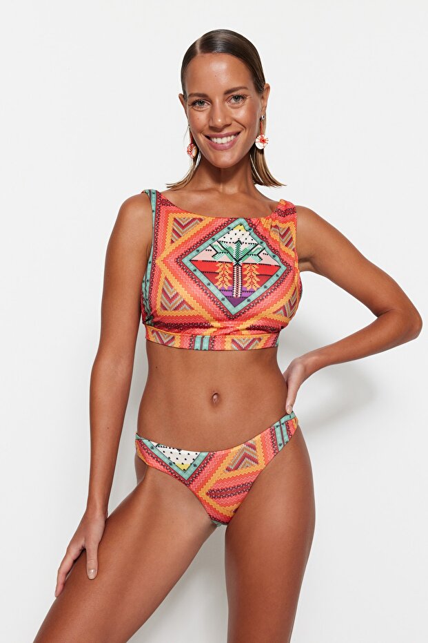 Tropikal Desenli Normal Paça Bikini Altı TBESS22BA0306 - 3