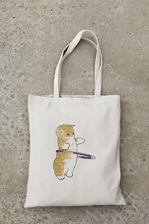 Circle Cat Printed Cloth Bag