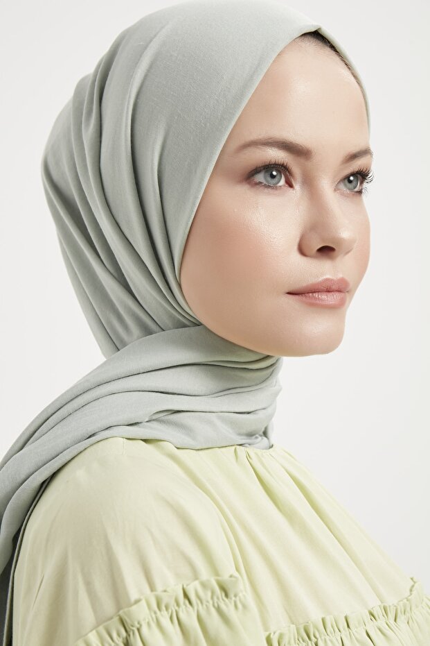 Women's Cotton Shawl with Kraş Mint Green - 13