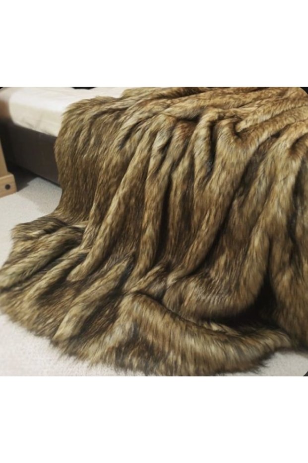 Melted Brown Plush Bed/Seat Shawl (140X140)