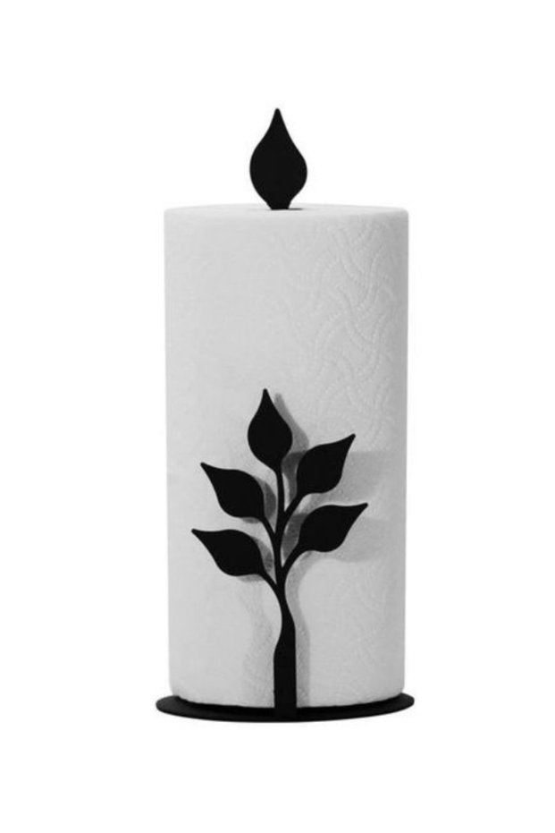Metal Paper Towel Holder Black Upright Towel Napkin Holder Standard and Large Size Roll Compatible