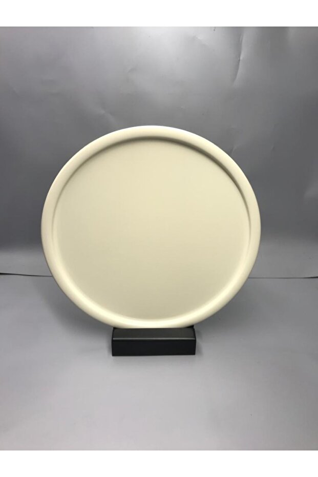 30 Cm Matte Cream Metal Round Tea, Coffee, Cake Serving Tray Decorative Presentation Tray