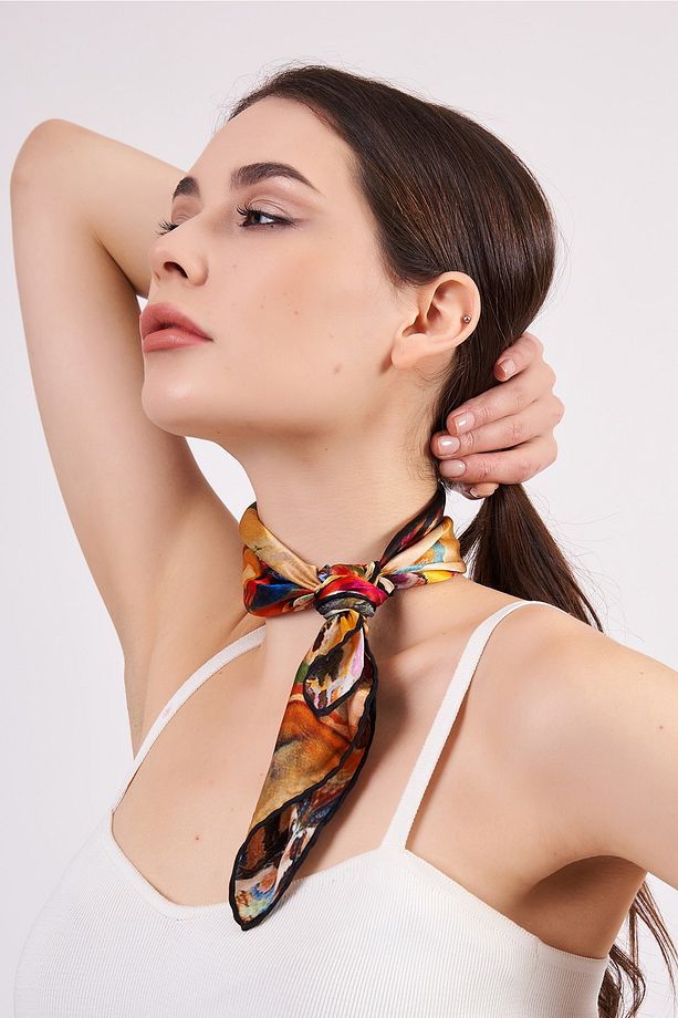 %100 Ipek Fular Bandana | Kandinsky Composition Vıı - 5