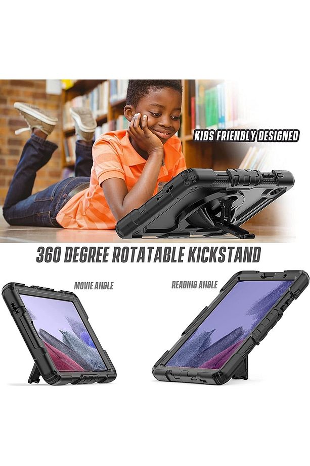 Galaxy Tab A7 Lite Sm-t225/t220 Uyumlu Zırh Siyah Kılıf Ve Ekran Koruyucu Set 360 Koruma - 3