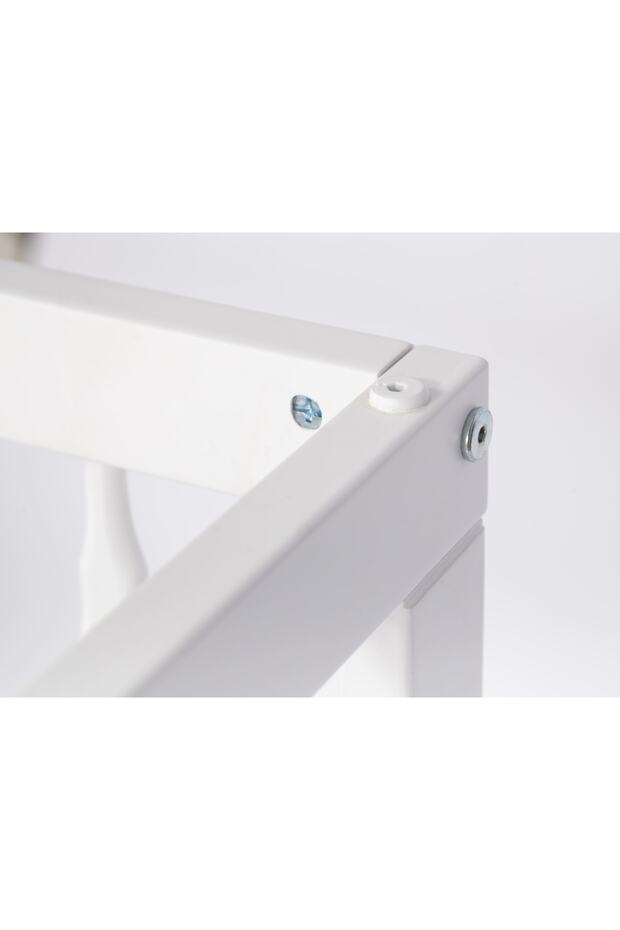 Süper Natural Ahşap Beşik 4 Kademeli Beyaz Anne Yanı Sallanır 60x120-b11 Gri Ay Uyku Seti+yataklı - 7