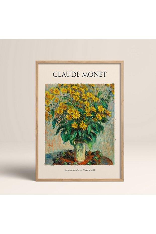 Claude Monet Jerusalem Artichoke Flowers Art Painting with Wooden Frame