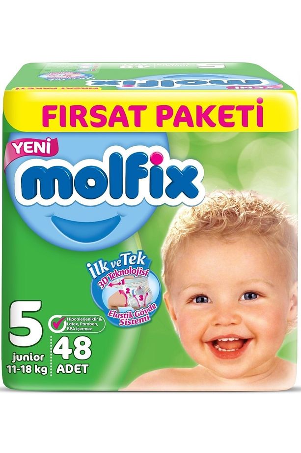 Bebek Bezi Beden:5 (11-18KG) Junior 144 Adet Aylık Fırsat Pk 9 Adet Islak Havlu - 2