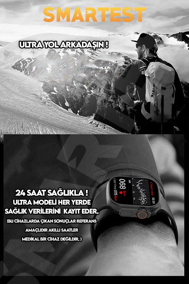 Watch  Kordon Kilitli Vidalı 2.05 Ekran Çift Kordon 45mm Ios Ve Android Uyumlu Akıllı Saat - 8