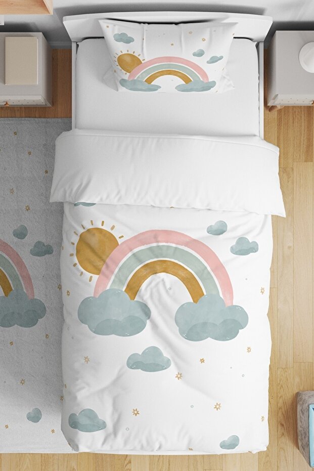 Sunny Rainbow Patterned Single Baby Kids Bedding Set
