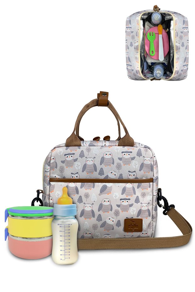 Food Bag Owl Thermally Insulated Thermal Bag Food and Meal Carrying Lunch Bag with Strap