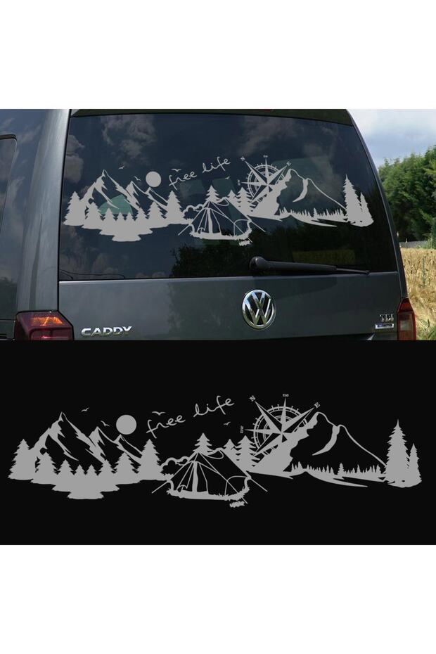 40 X 11 Cm Free Life Forest Scenery Caravan Sticker, Camping Sticker