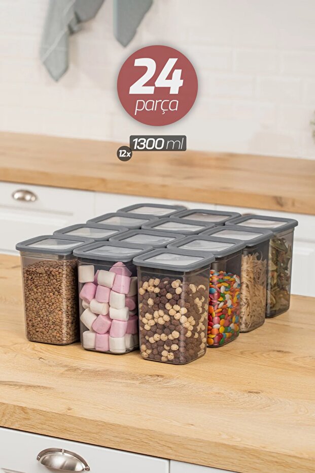 12 Pieces 24 Pieces 1300ml Rectangular Dry Pulses and Food Storage Container Set with Vacuum Lid - 1