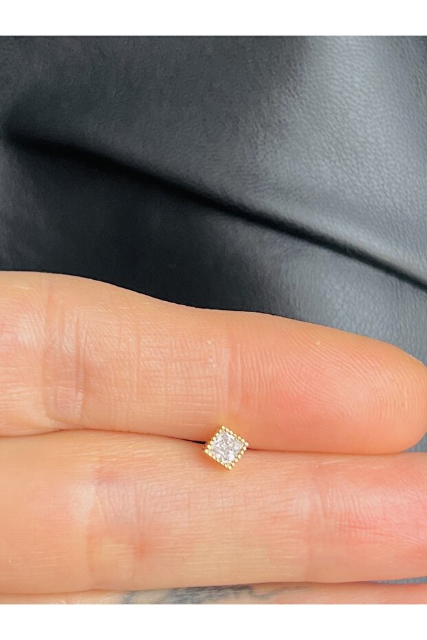 Çelik Tek Taş Kıkırdak Helix Tragus Piercing(1adet) - 1