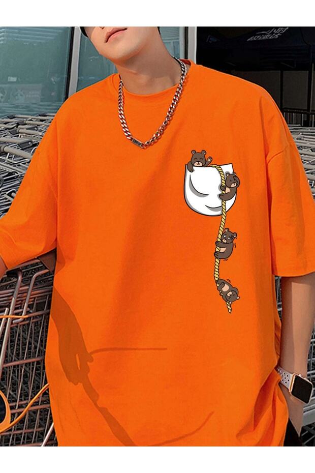 Baskılı Turuncu Tişort - 3