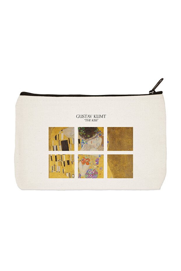Clutch Gustav Klimt Kiss Printed Cloth Makeup Bag, Pen Holder, Handbag
