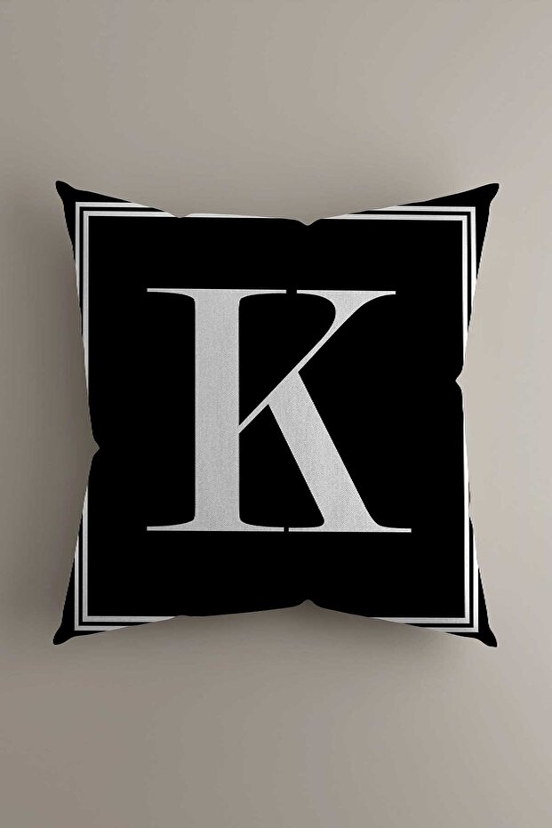 Lettered Throw Pillow Case - Letter K - 43x43 Cm