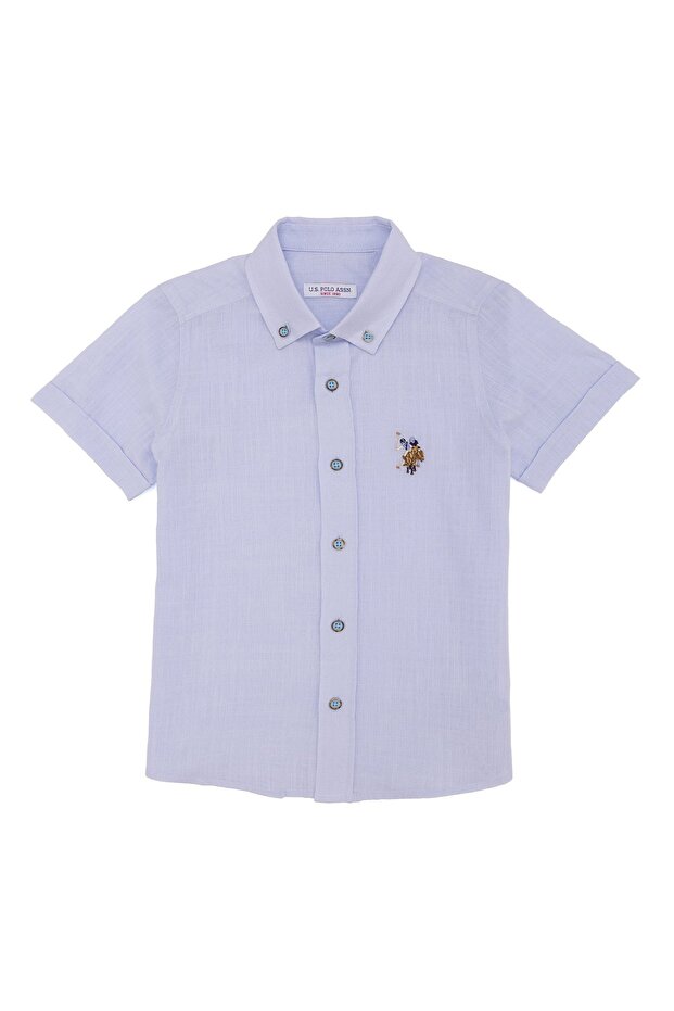Plain Blue Boy's Shirt Elfykıds023Y
