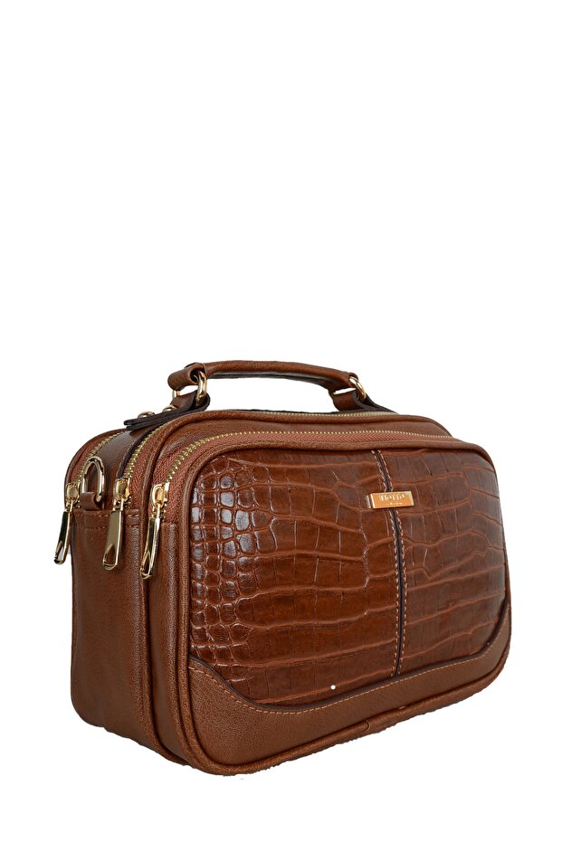 Women's Crossbody Bag Kroko Taba