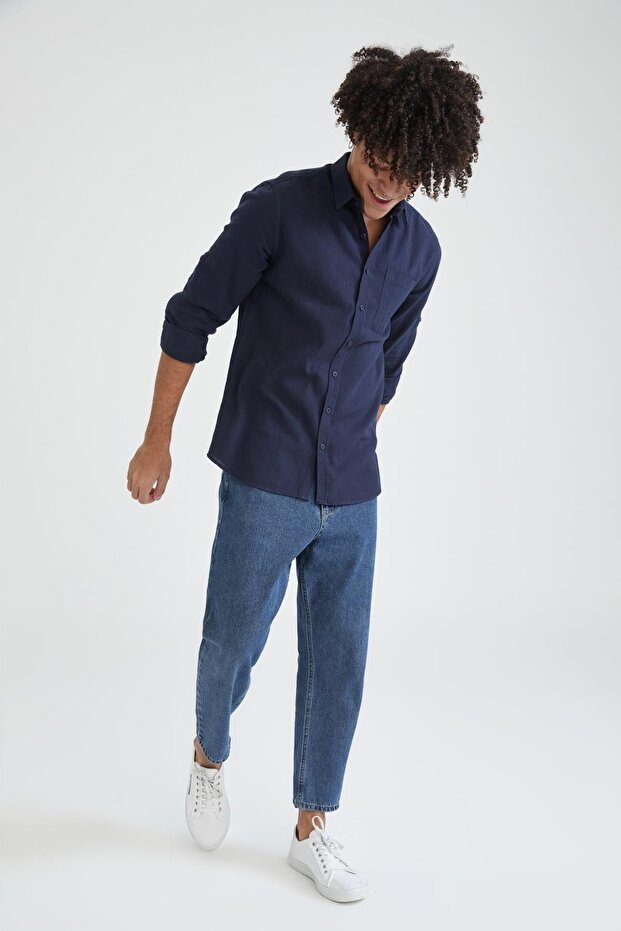 Slim Fit Basic Uzun Kollu Gömlek - 3