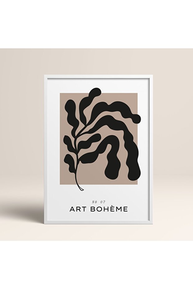 Boho Bohemian Linear Linear Modern Abstract Art Painting with Frame