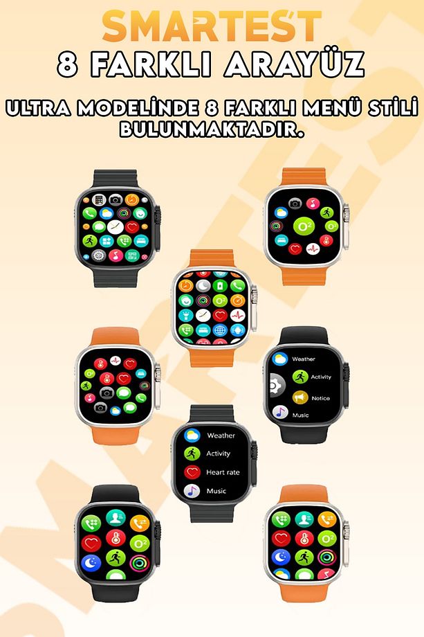 Watch  Kordon Kilitli Vidalı 2.05 Ekran Çift Kordon 45mm Ios Ve Android Uyumlu Akıllı Saat - 7