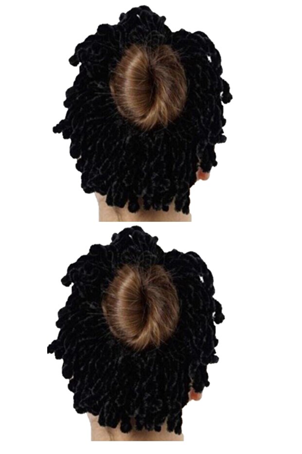 Women's Economical Black Velvet 2-Piece Knob Buckle Set