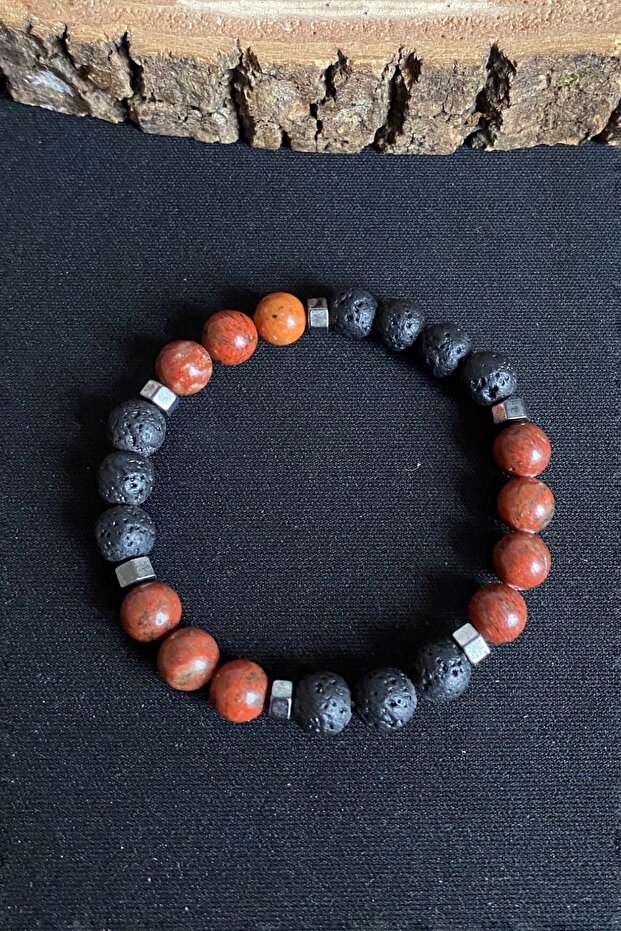 Courage Bracelet Unisex Natural Stone Bracelet Lava Jasper Stone