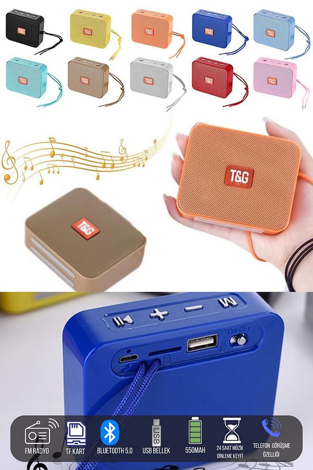 Kablosuz Hoparlör Bluetooth Speaker Ses Bombası -166 Mavi - 2