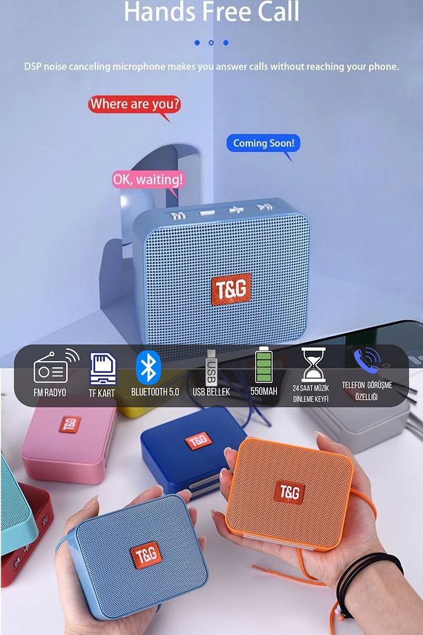 Kablosuz Hoparlör Bluetooth Speaker Ses Bombası -166 Mavi - 3