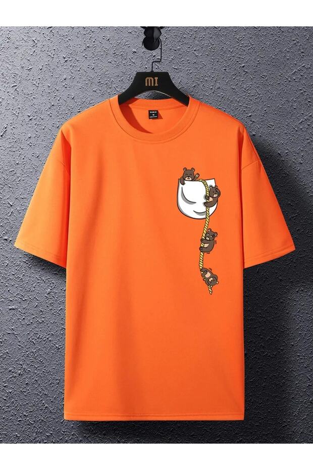 Baskılı Turuncu Tişort - 1