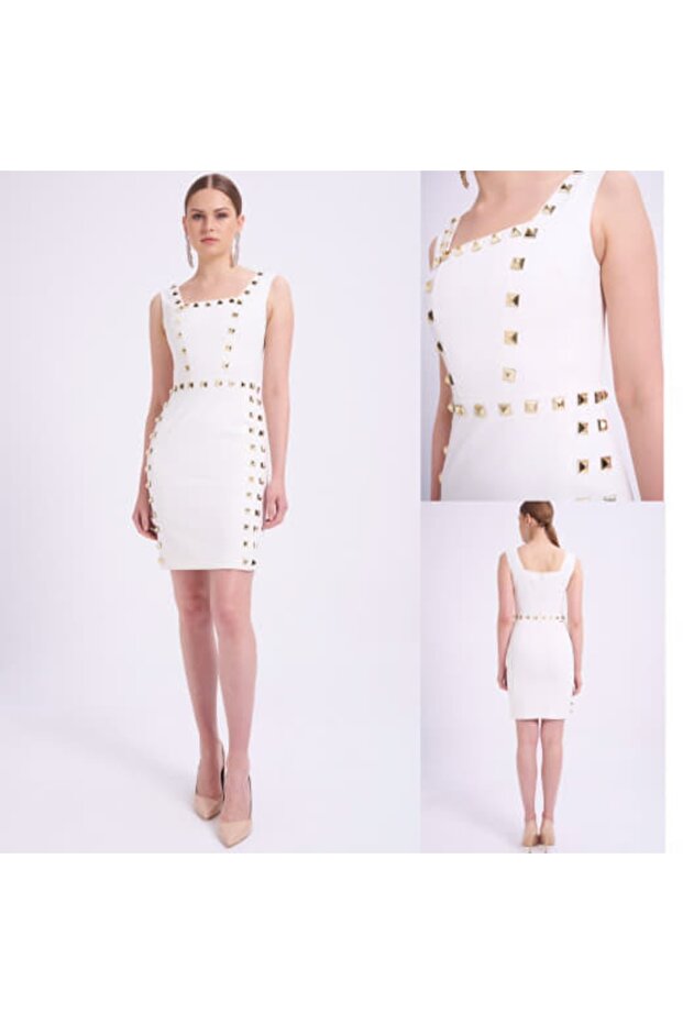 Aksesuarlı Mini Elbise - 3