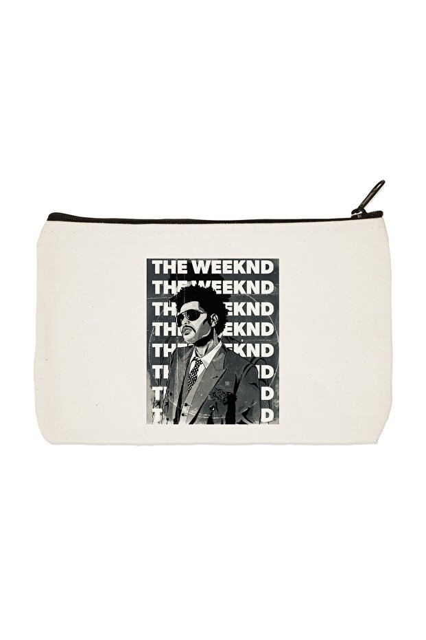 حقيبة مكياج من القماش المطبوع من Clutch The Weeknd، وحامل أقلام، وحقيبة يد