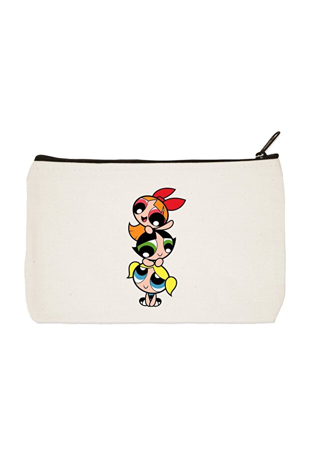 Powerpuff Girls Printed Cloth Makeup Bag, Pen Holder, Handbag