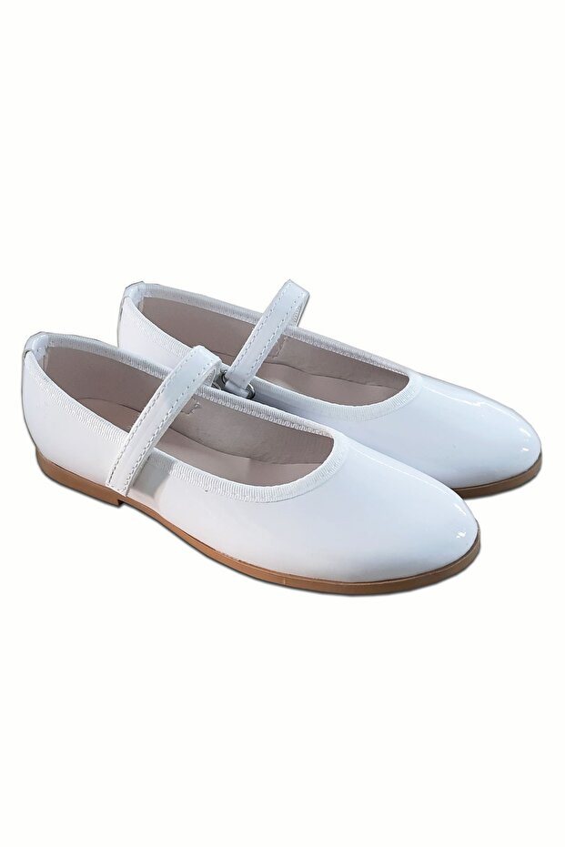 White Patent Leather Girl's Ballerinas